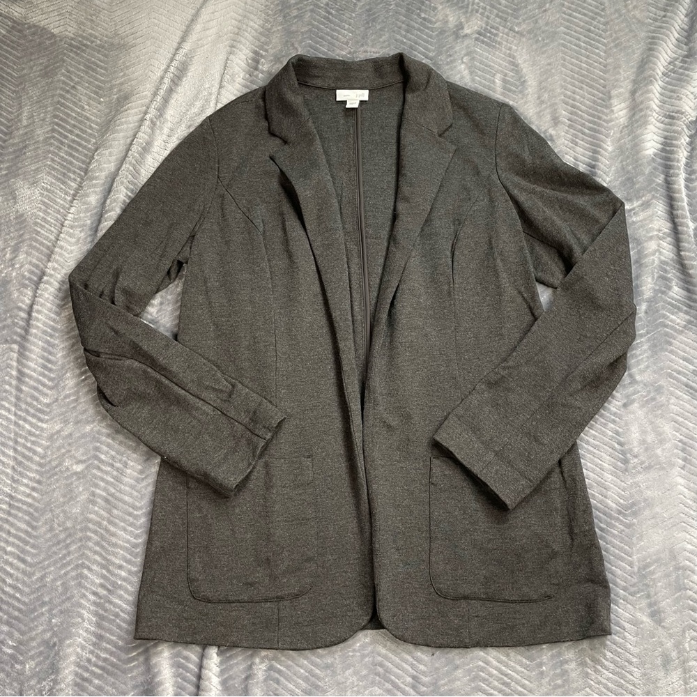 J.Jill Blazer Small Ponte Knit Open‎ Front Dark Gray